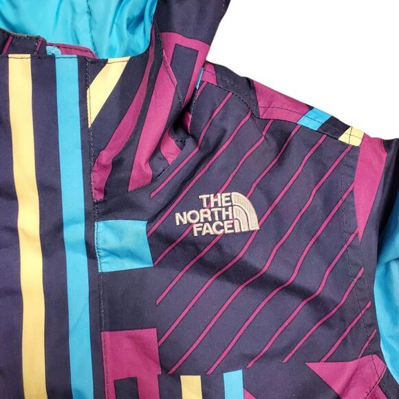 THE NORTH FACE Jacket GIRLS 10-12 Blue Colors Geometric Hooded Full Zip HYVENT - Picture 3 of 11